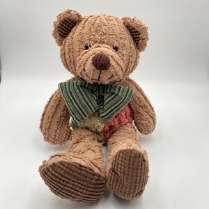 Patchwork Teddy Bear Stuffed‎ Animal 14" Plush Ribbed Toy Corduroy Bow Tie Kids